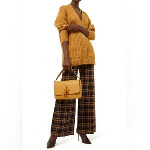 VINCE Alpaca-Wool Ribbed Cardigan Sweater Pockets In Gold Ochre XL
